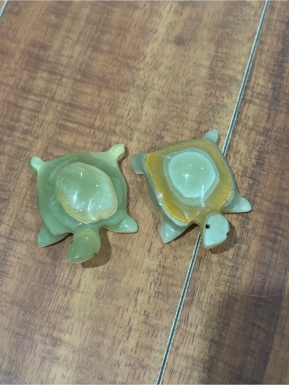 Handcrafted Green Jade Turtle Figurines - Set of 2